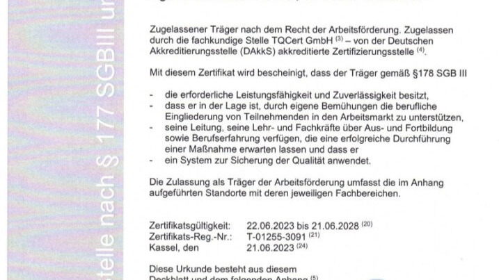 WIR SIND ZERTIFIZIERT